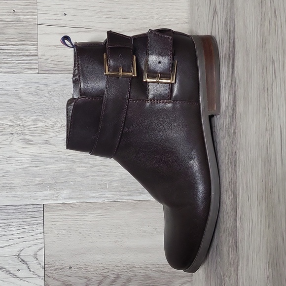 Tommy Hilfiger Womens 7.5M Julie3 Brown Ankle Booties‎ Zippered Biker Moto - Picture 6 of 12